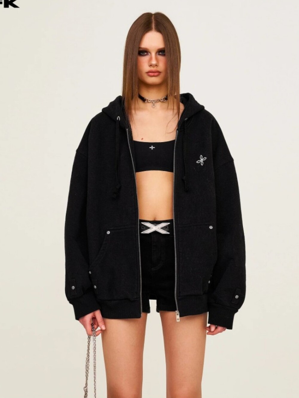 SMFK ompass Classic Cross Hoodie Black Jacket- M